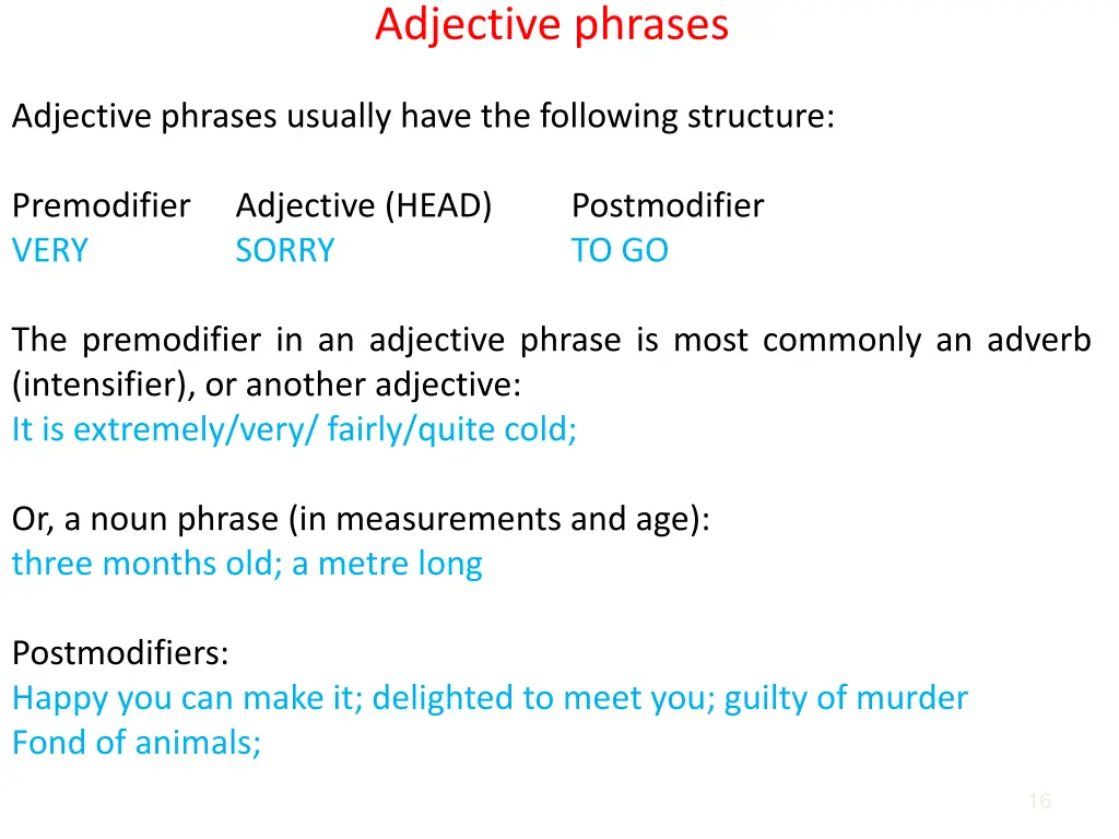 adjective phrases
