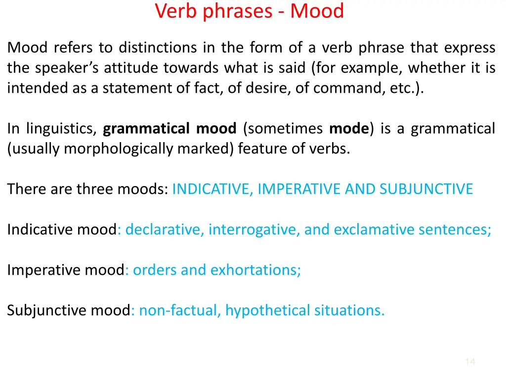 verb phrases mood