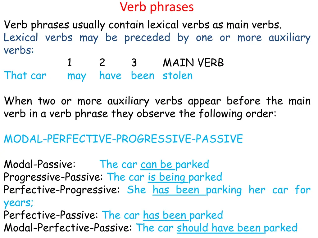 verb phrases