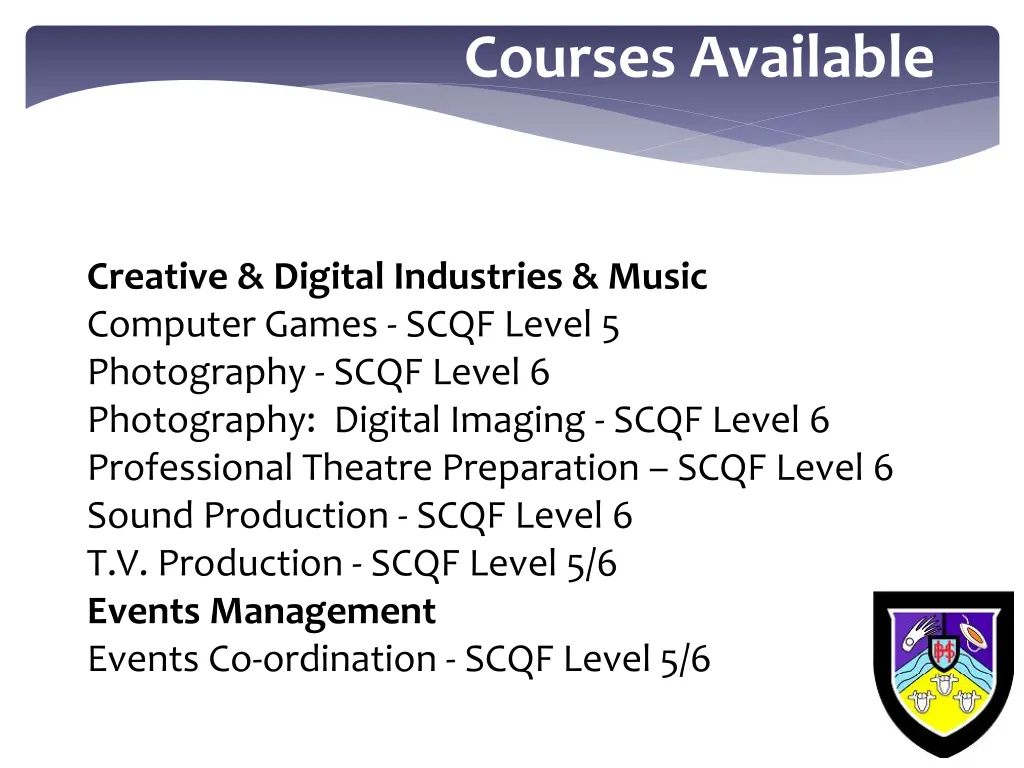 courses available 2