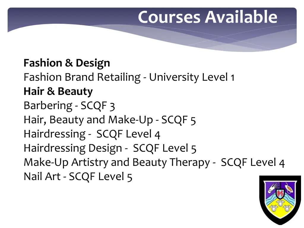 courses available 3