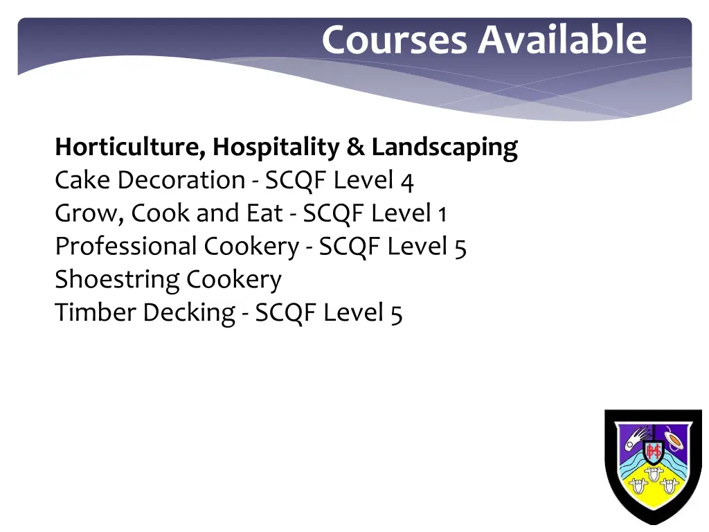 courses available 4