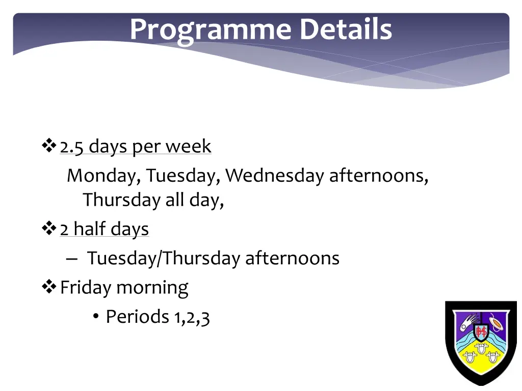 programme details