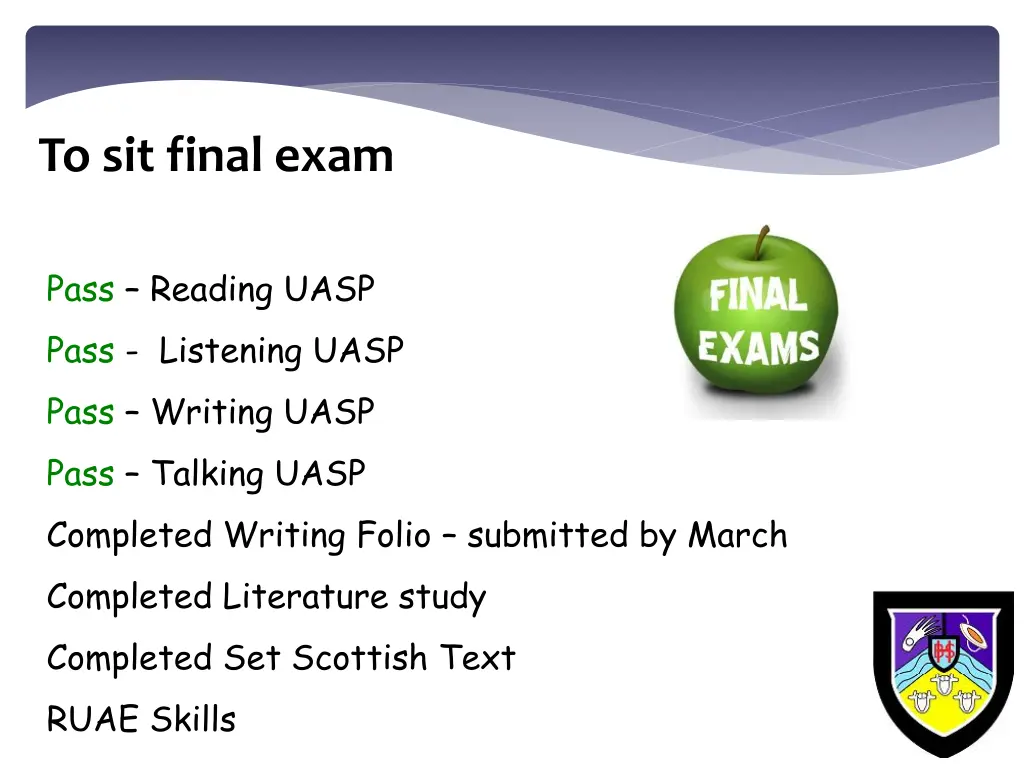 to sit final exam