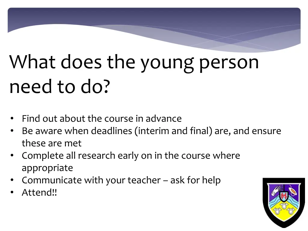 what does the young person need to do