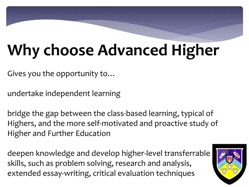 why choose advanced higher