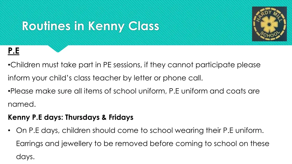 routines in kenny class 1
