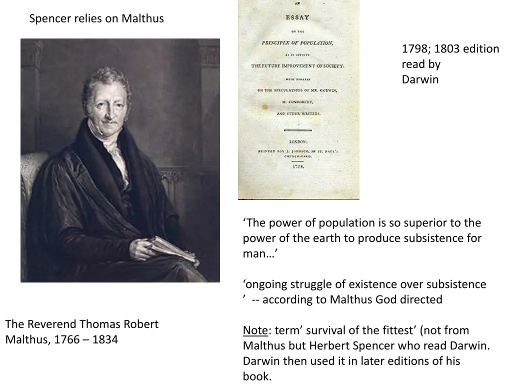 spencer relies on malthus