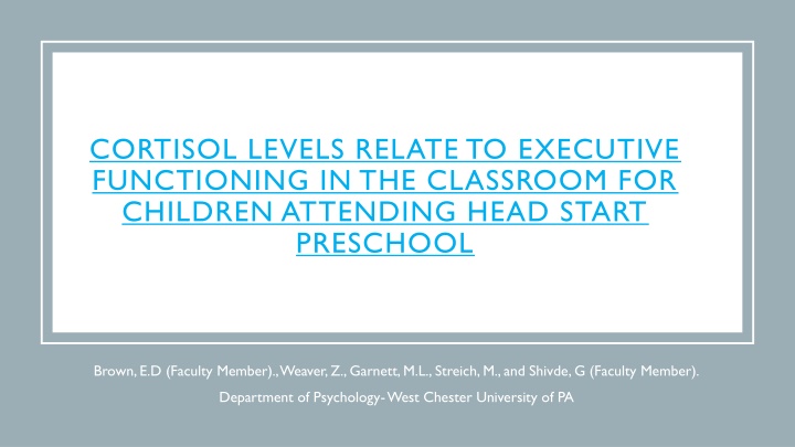 cortisol levels relate to executive functioning