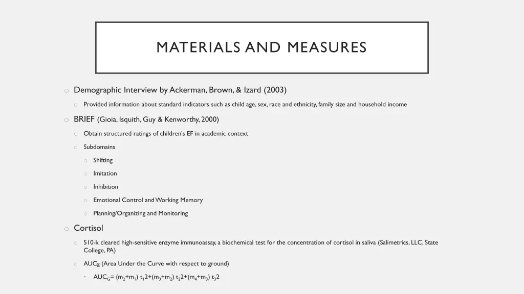materials and measures