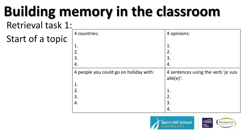 building memory in the classroom 6