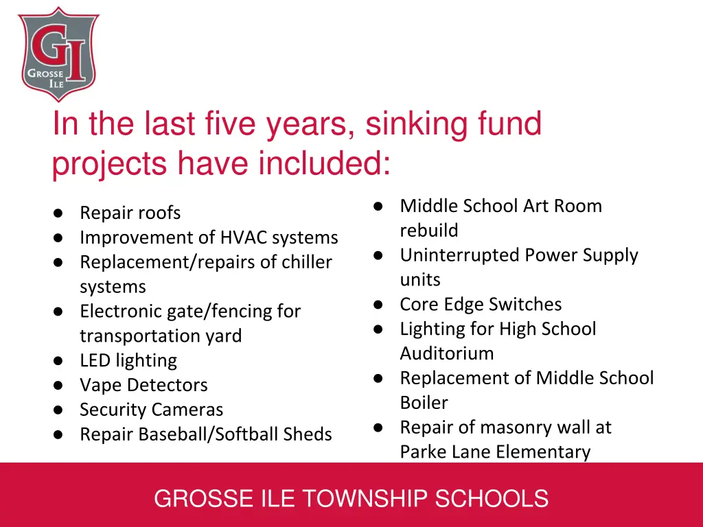 in the last five years sinking fund projects have