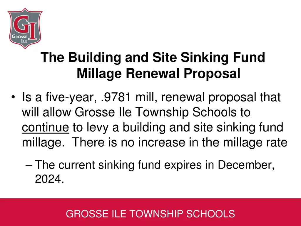 the building and site sinking fund millage 1