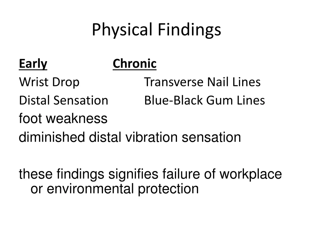 physical findings