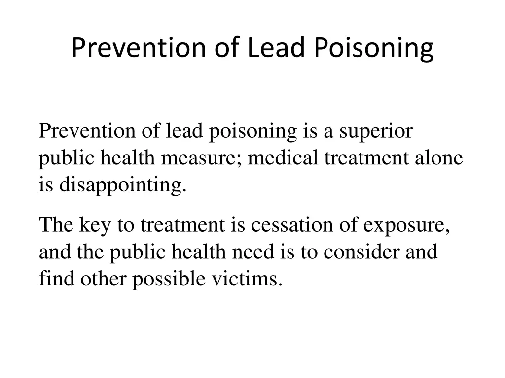 prevention of lead poisoning
