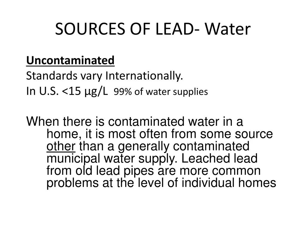 sources of lead water