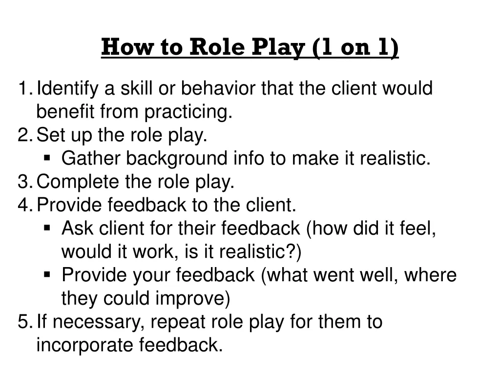 how to role play 1 on 1