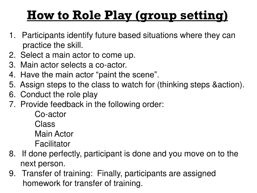 how to role play group setting