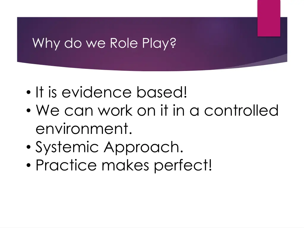 why do we role play