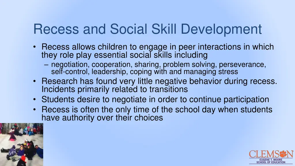 recess and social skill development
