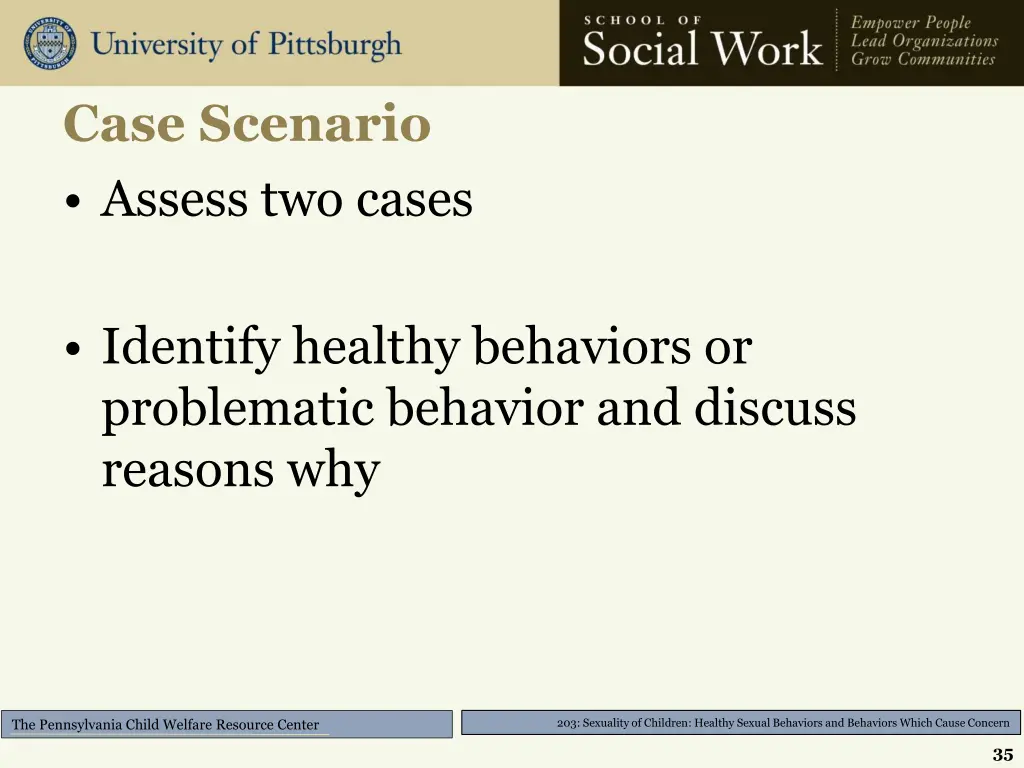 case scenario assess two cases