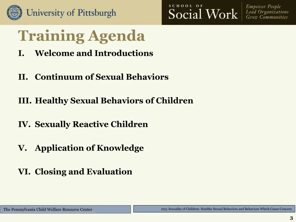training agenda