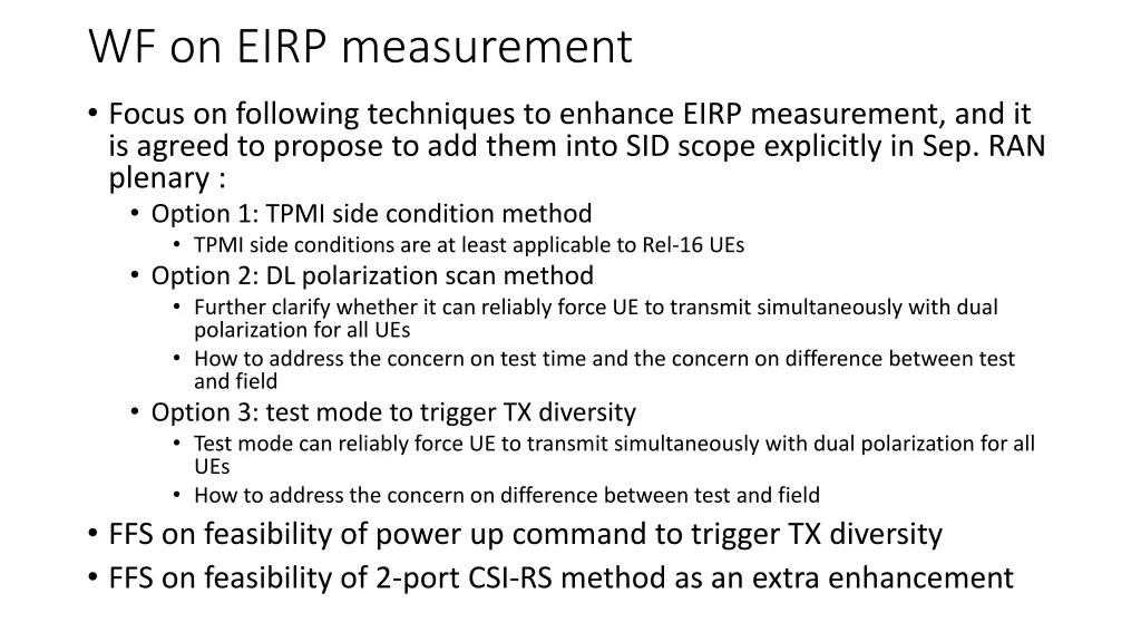 wf on eirp measurement