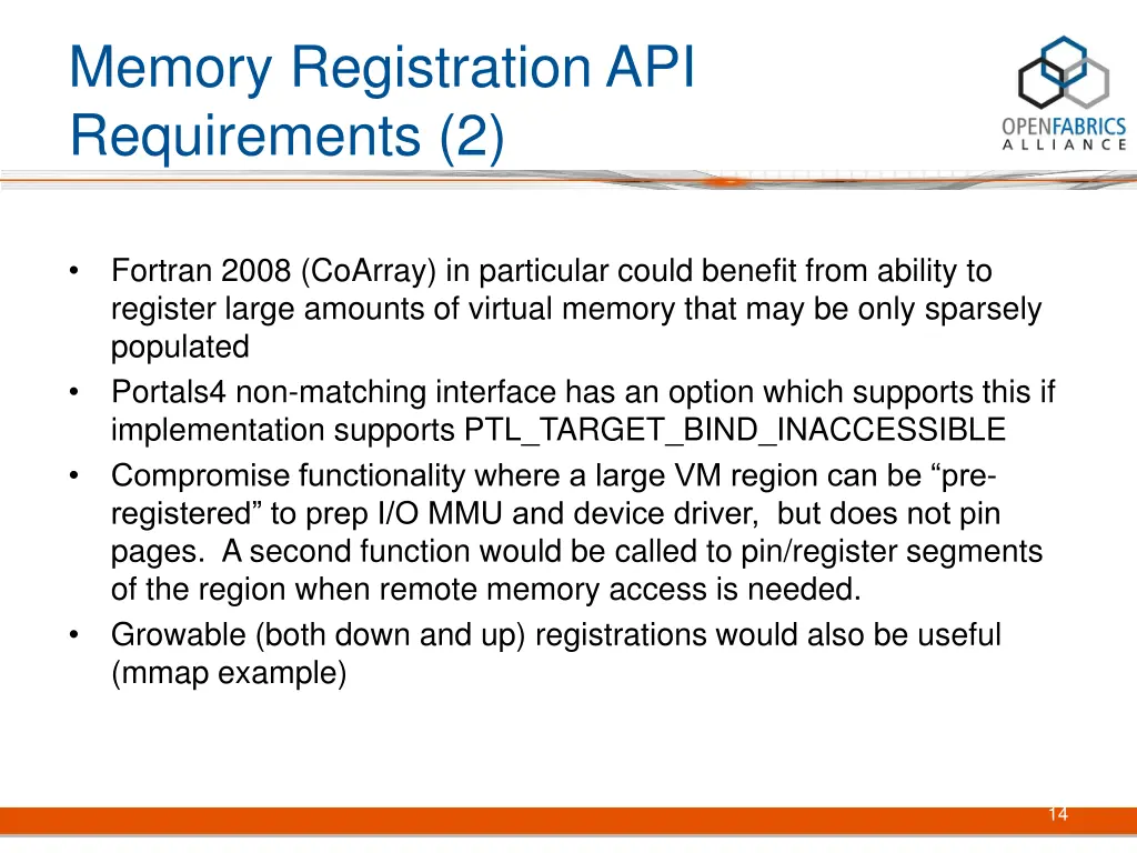 memory registration api requirements 2