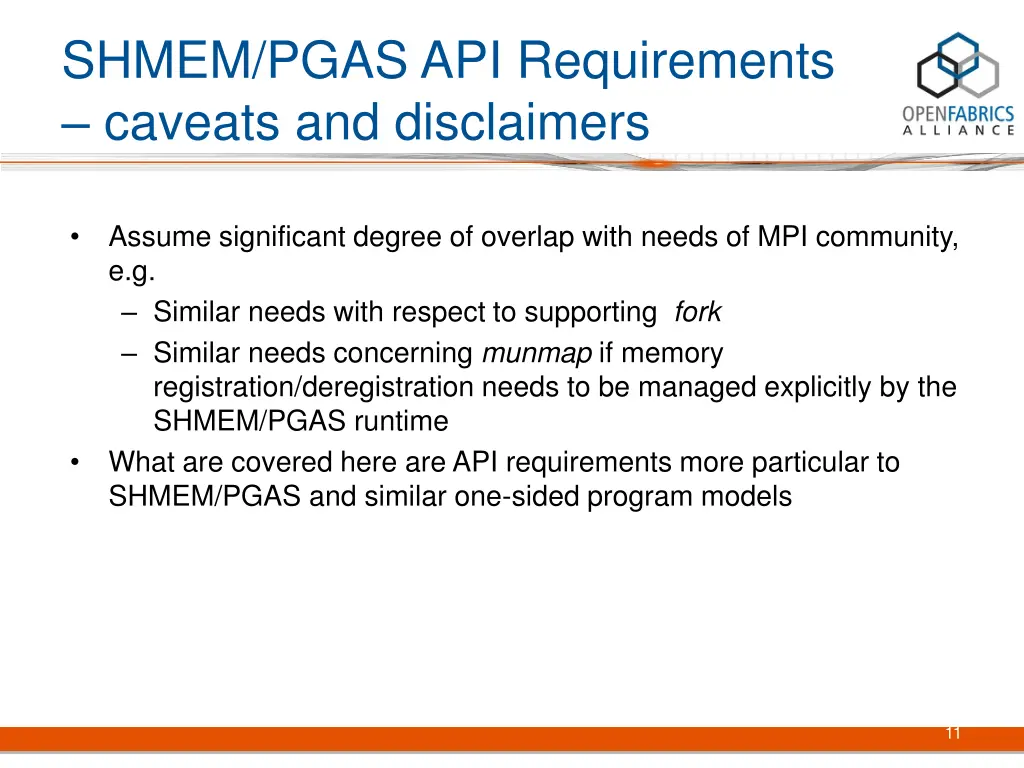 shmem pgas api requirements caveats