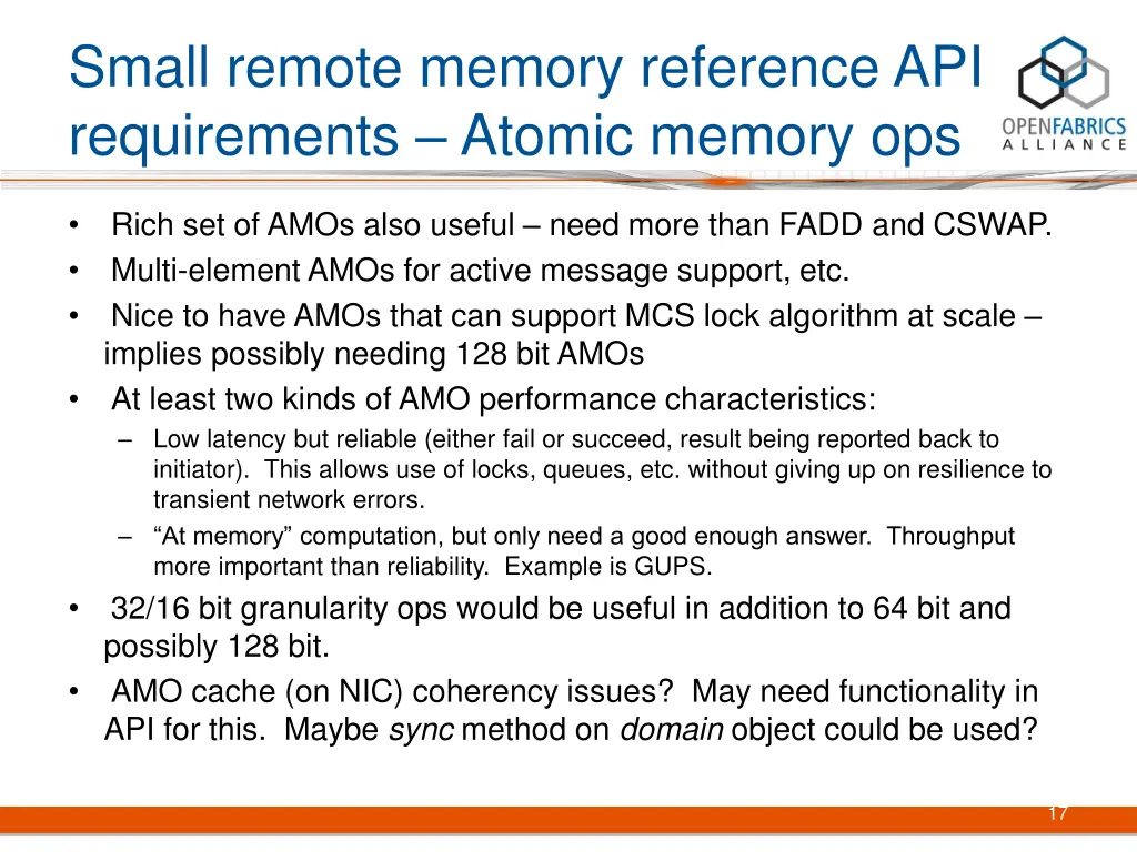 small remote memory reference api requirements 2
