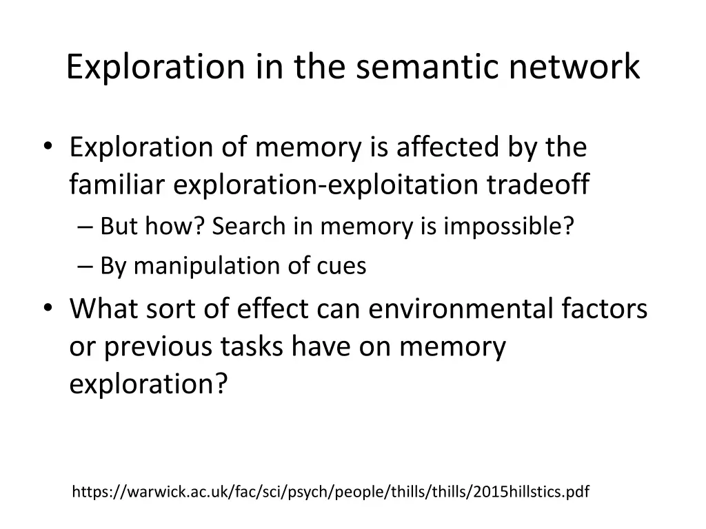 exploration in the semantic network