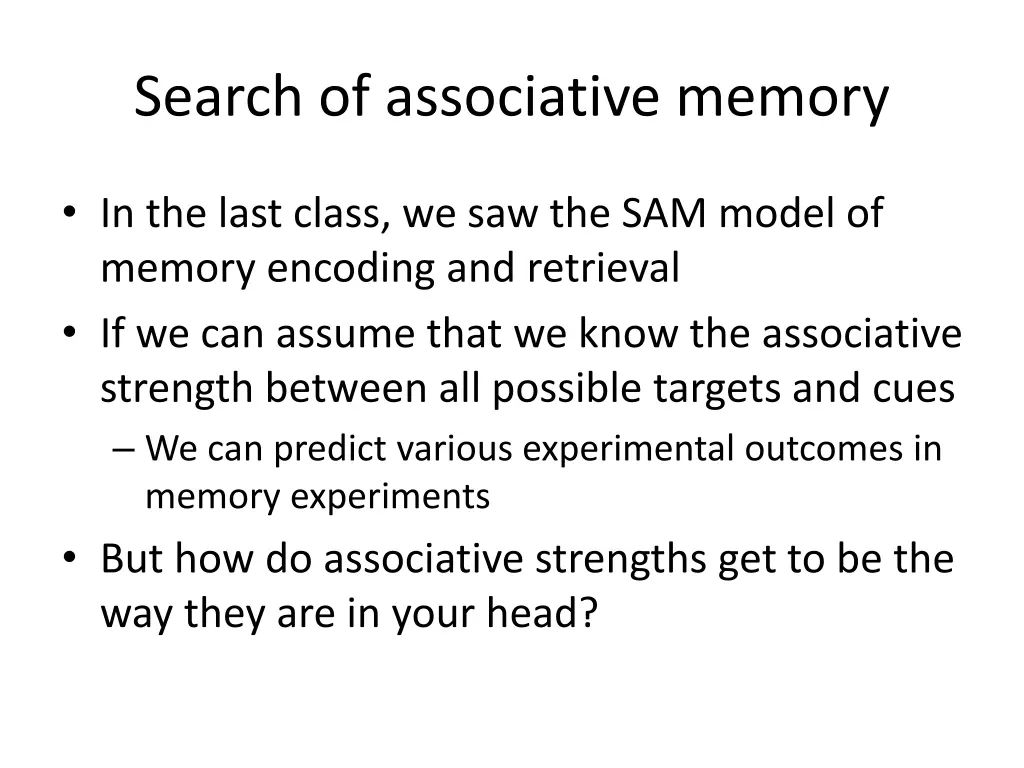 search of associative memory