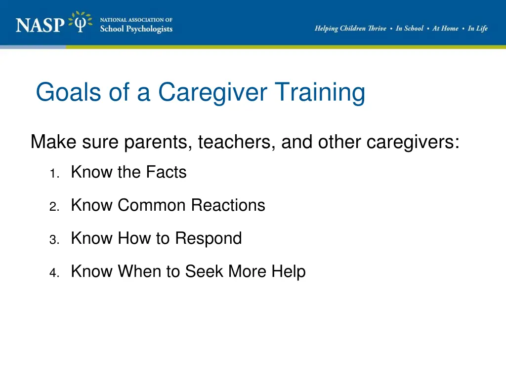 goals of a caregiver training