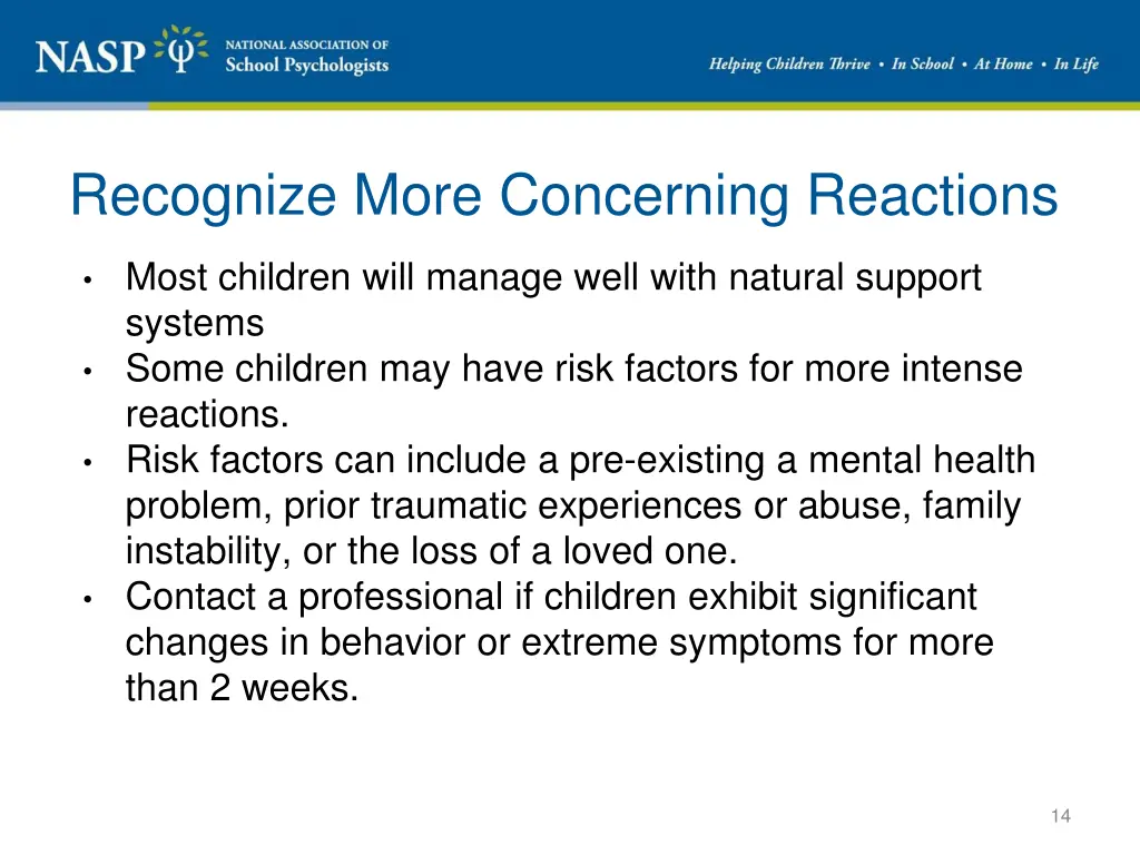 recognize more concerning reactions