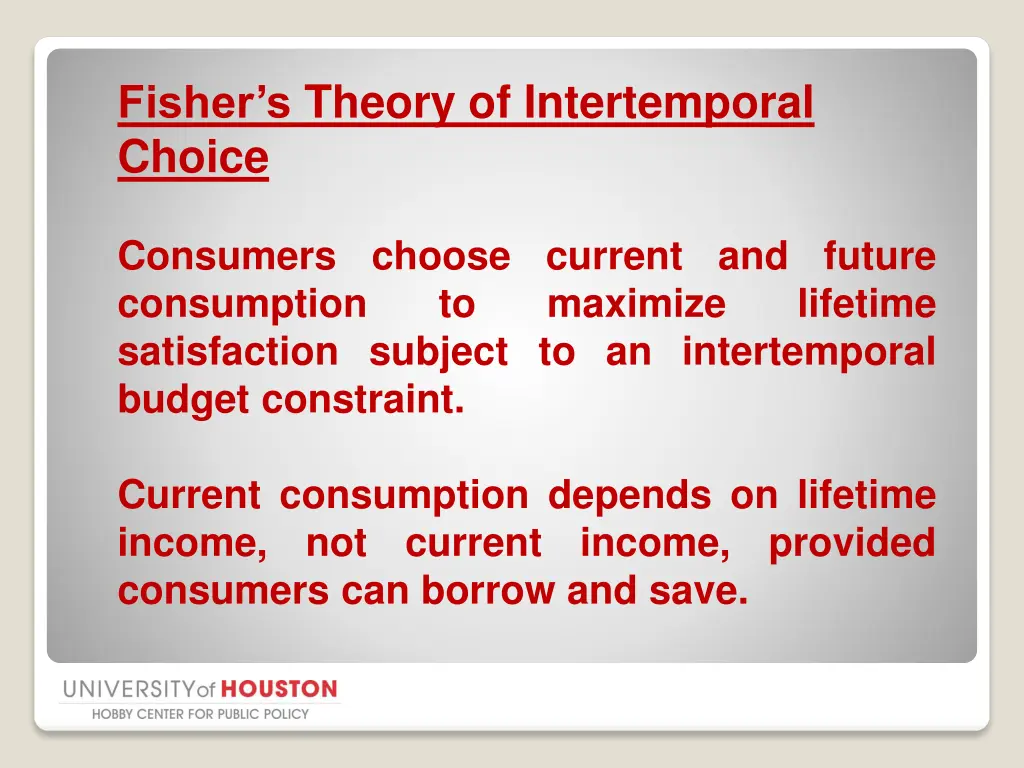 fisher s theory of intertemporal choice