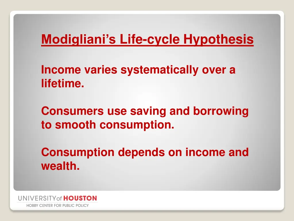 modigliani s life cycle hypothesis