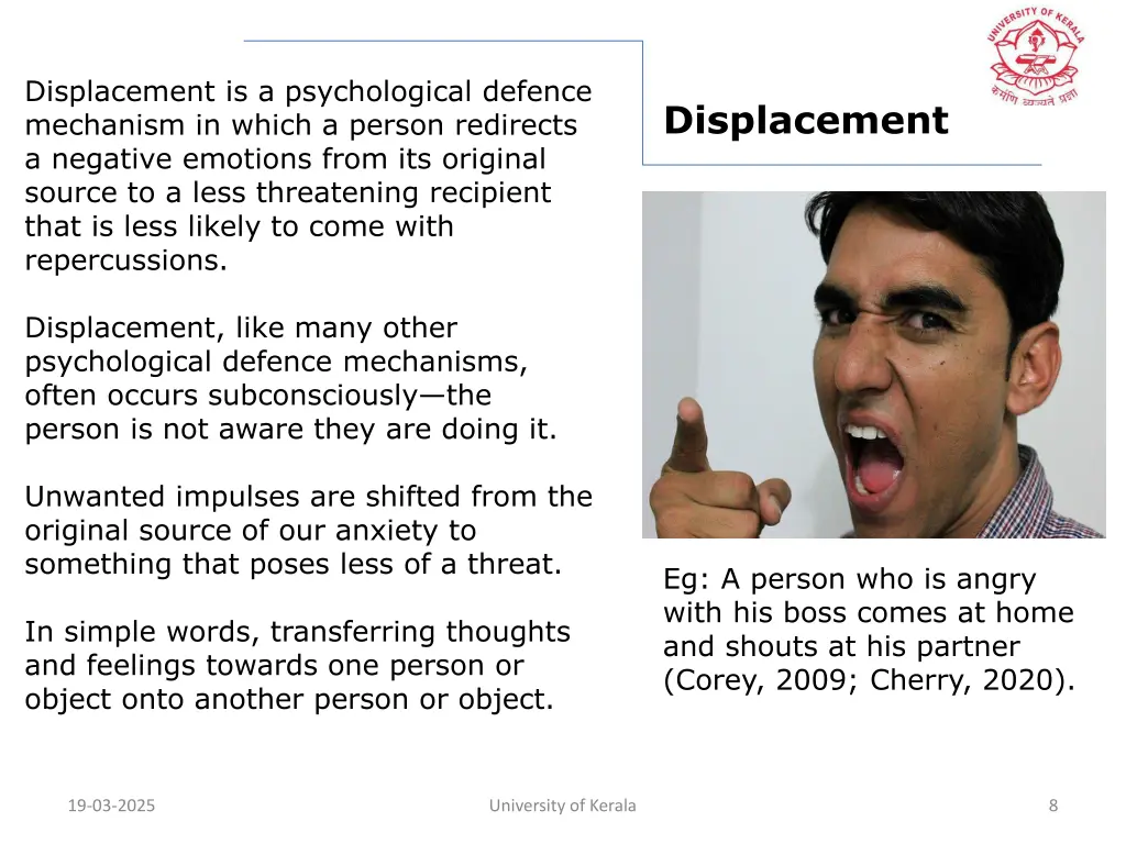 displacement is a psychological defence mechanism