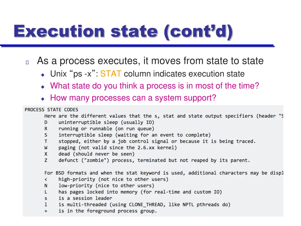 execution state cont d