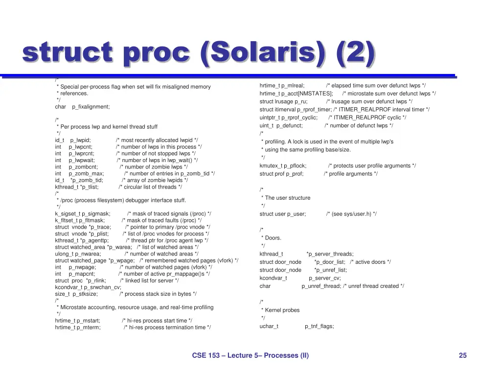 struct proc solaris 2