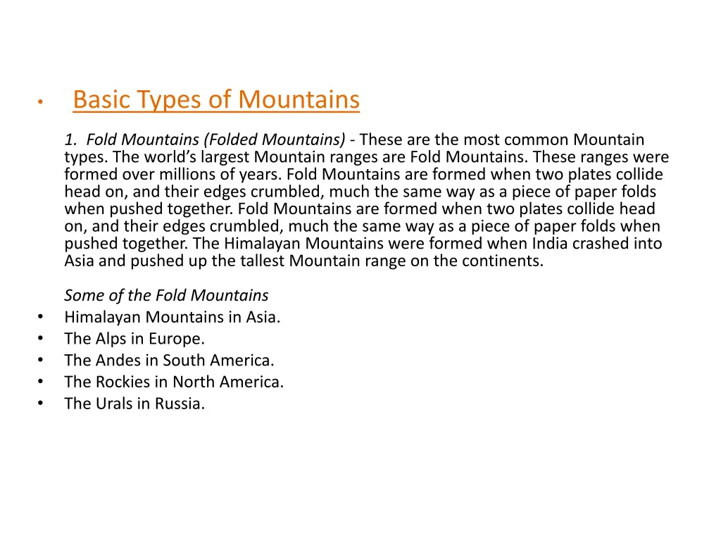 basic types of mountains