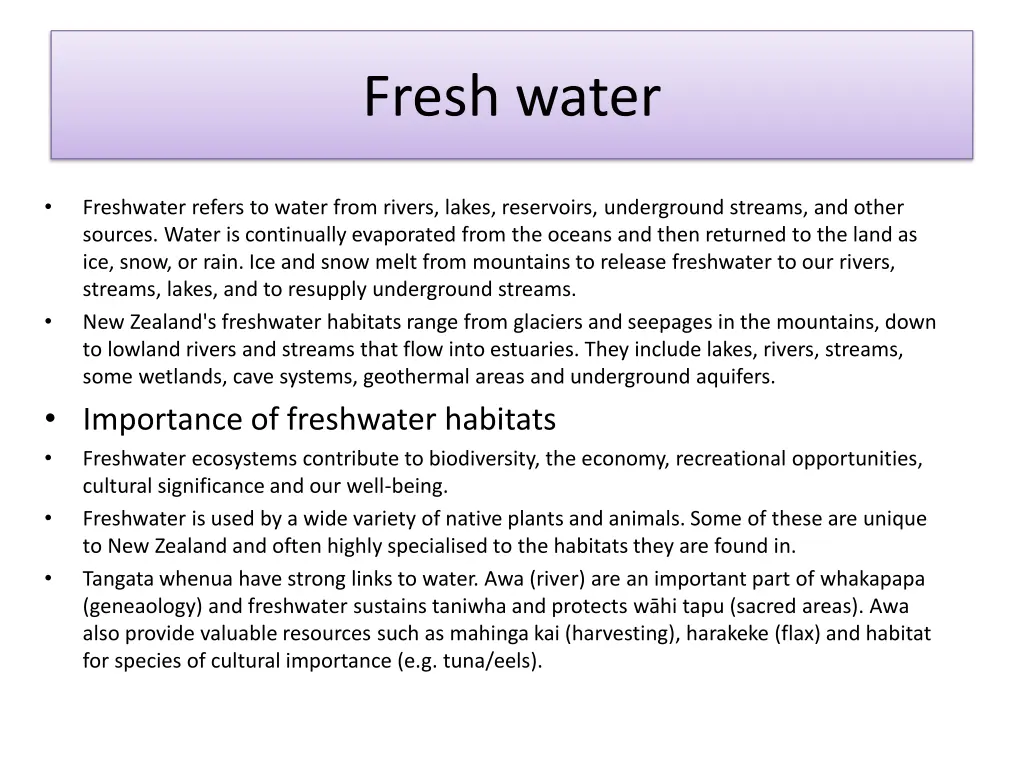 fresh water