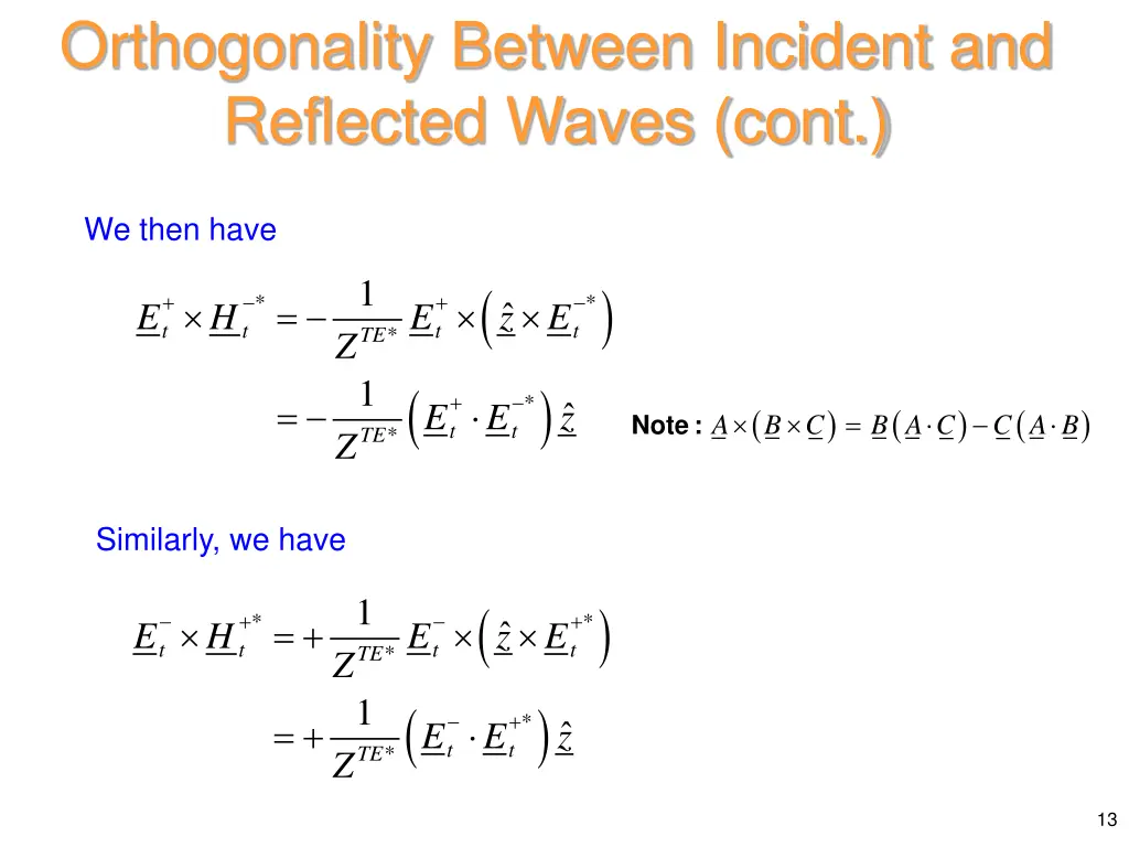 orthogonality between incident and reflected 1
