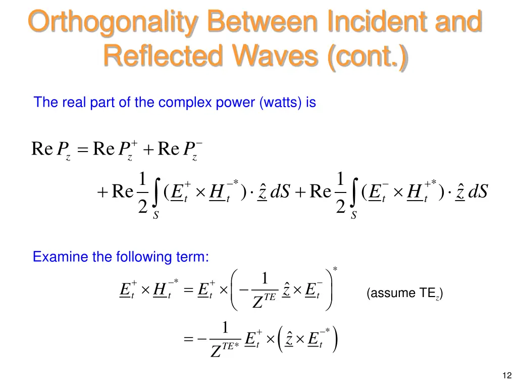 orthogonality between incident and reflected