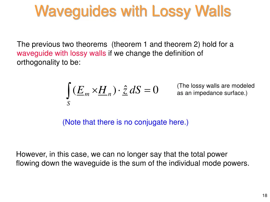 waveguides with lossy walls
