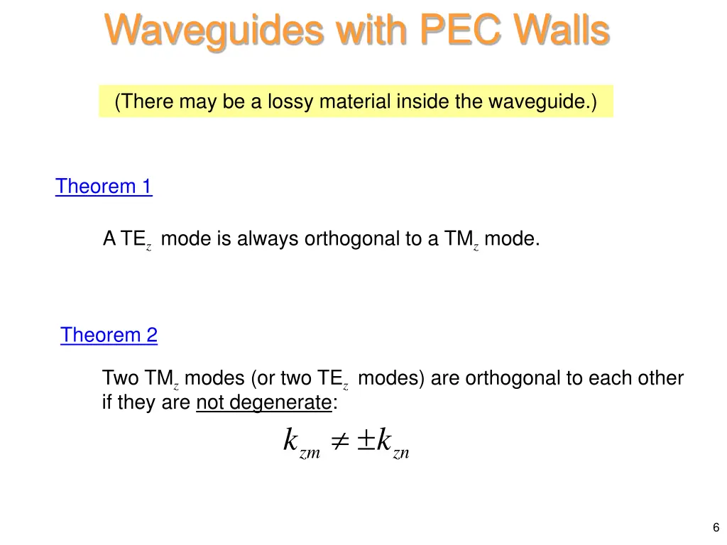 waveguides with pec walls