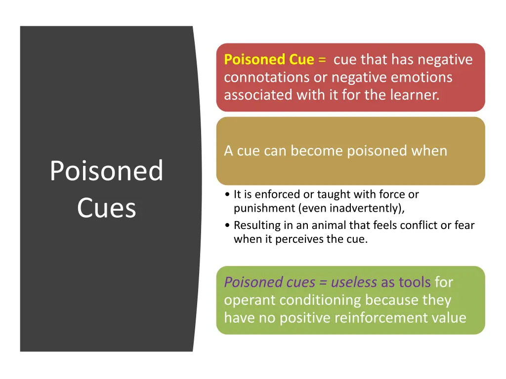 poisoned cue cue that has negative connotations