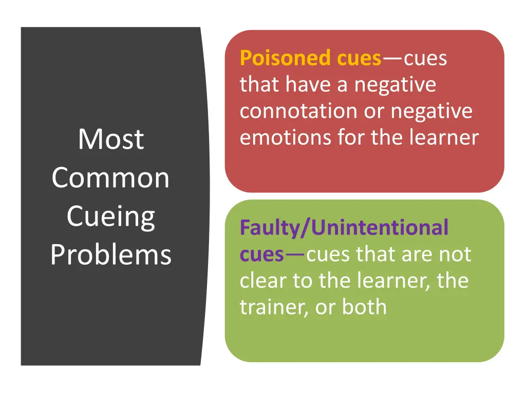 poisoned cues cues that have a negative
