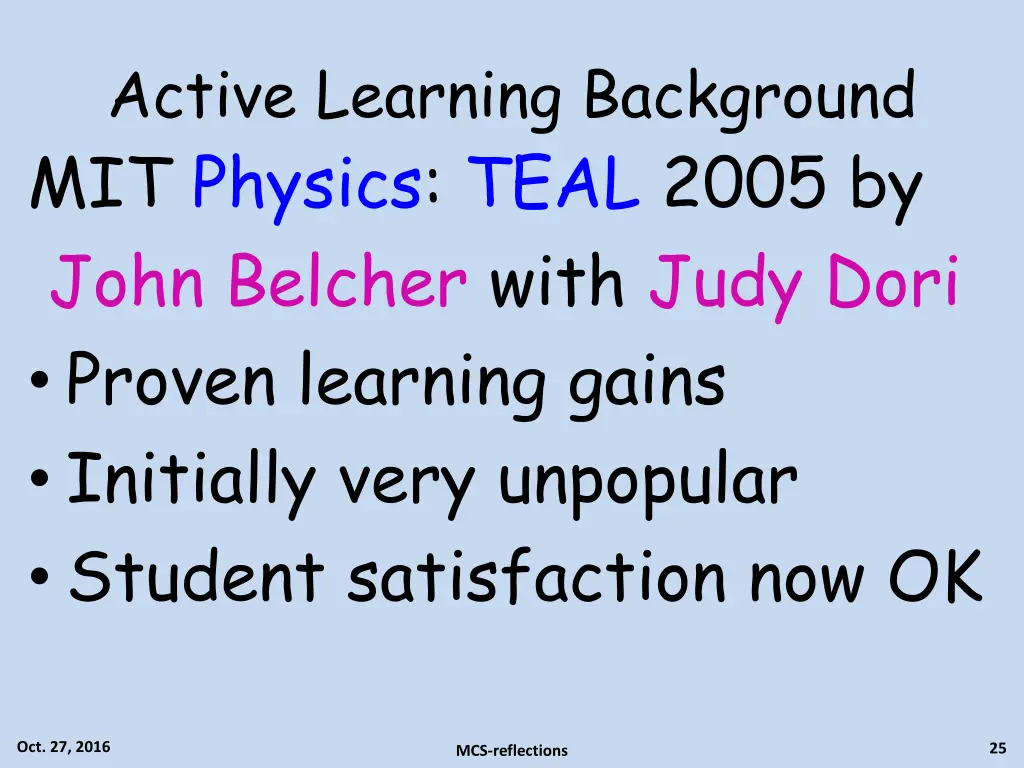 active learning background mit physics teal 2005