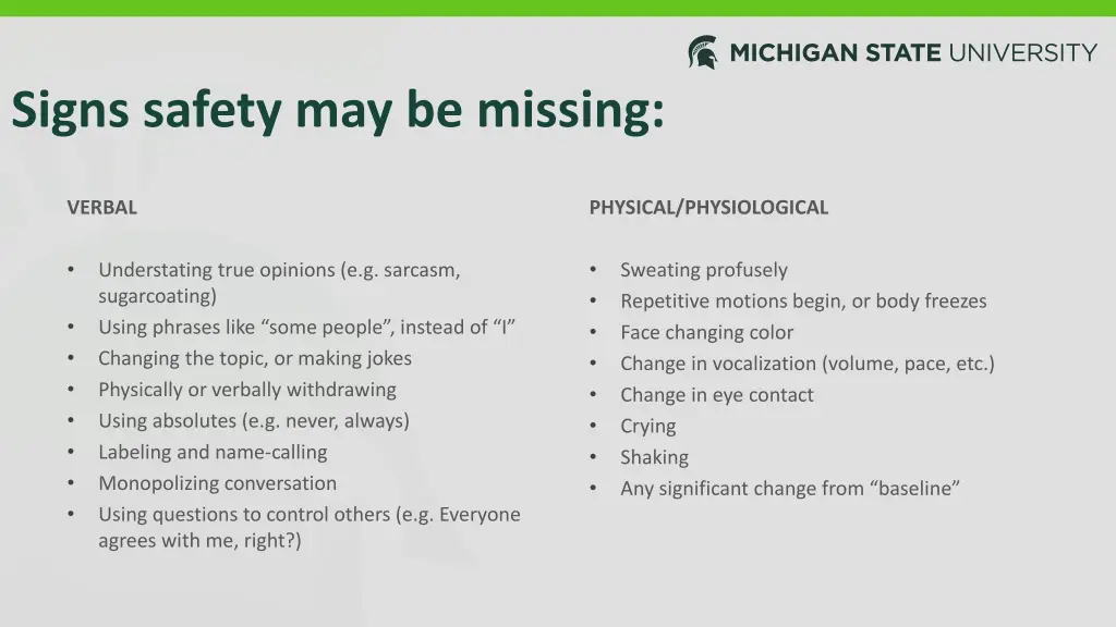 signs safety may be missing
