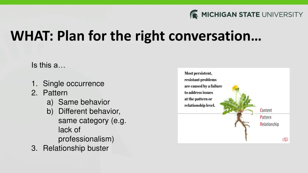 what plan for the right conversation